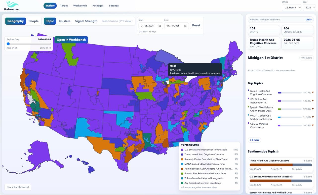 Geography view: district topic intelligence map